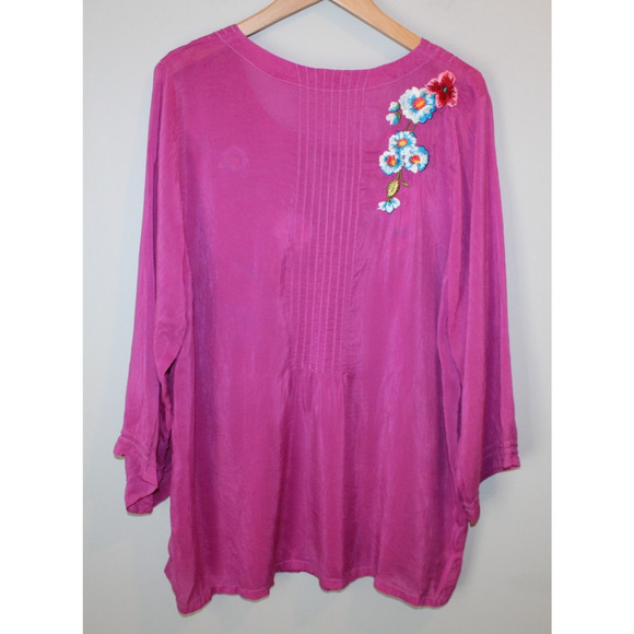 *Damaged* Johnny Was Floral Embroidered Molly Pleated Tunic Plus Size 1X HW6561 - Picture 4 of 14